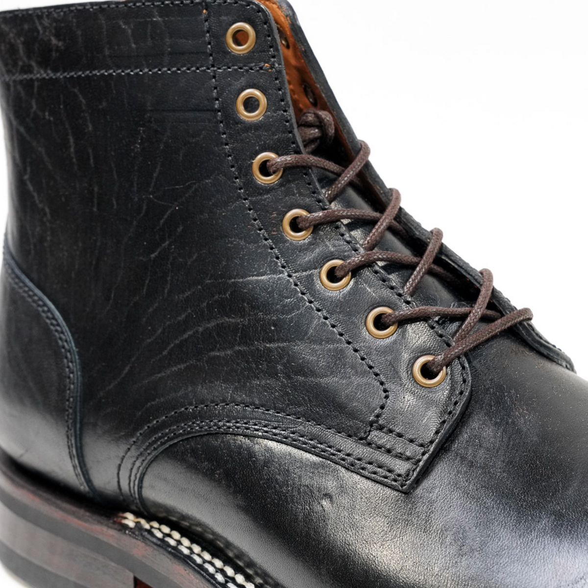 Lisbon Stitchdown - Black Rustic Horsebutt