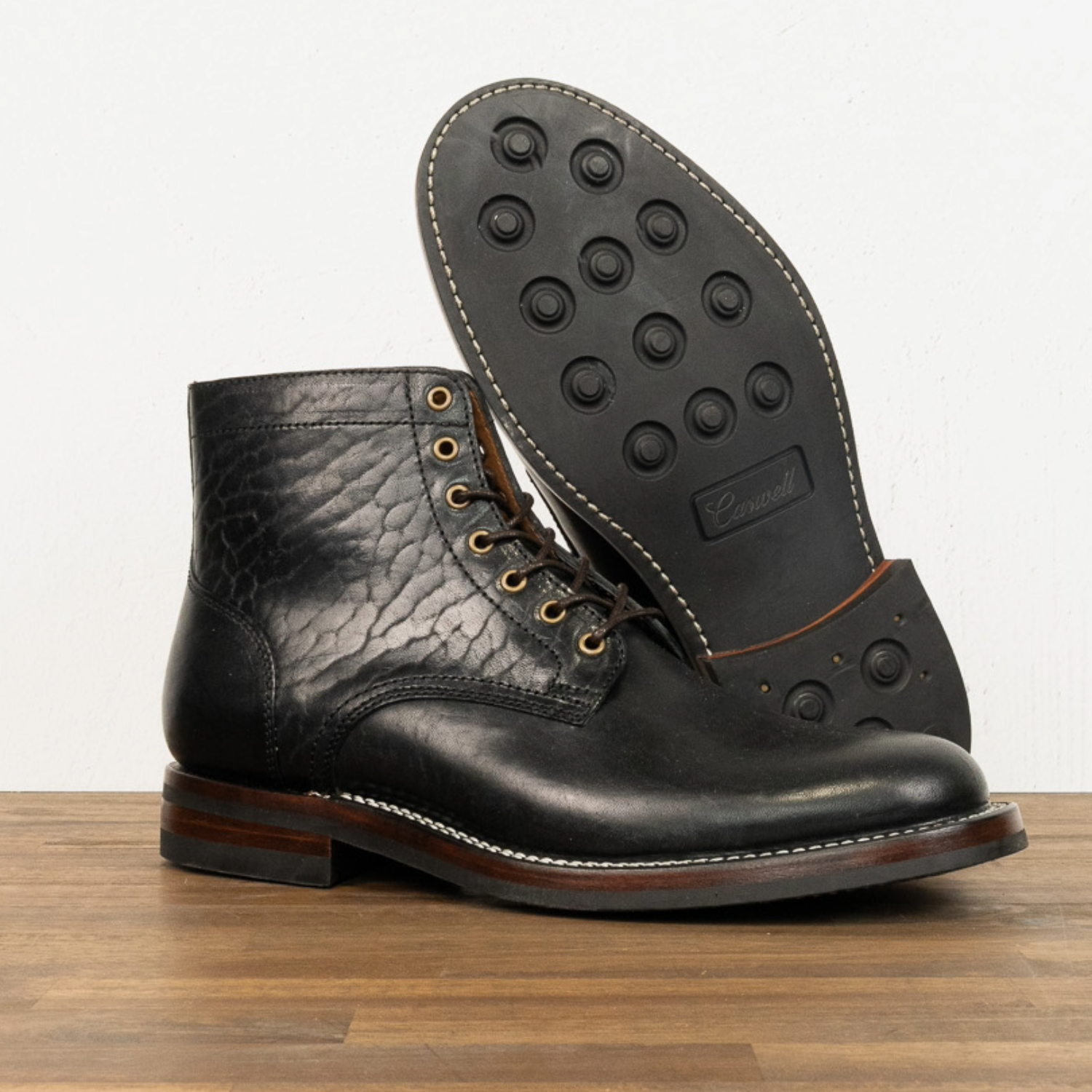 Lisbon Stitchdown - Black Rustic Horsebutt