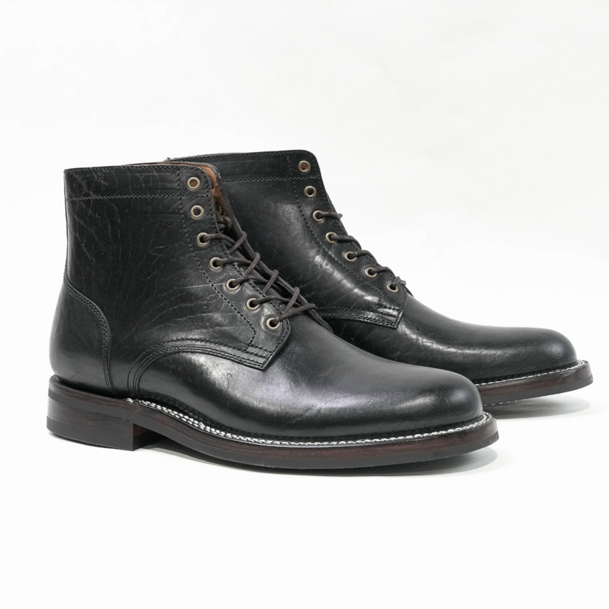 Lisbon Stitchdown - Black Rustic Horsebutt